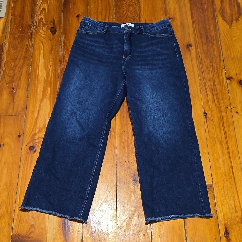 Women's Blue Jeans Mica Wide Leg 14W New Distressed Bottoms